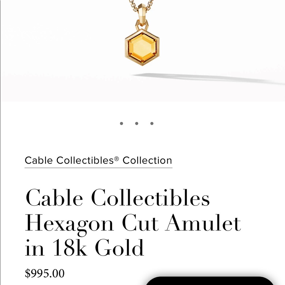 David Yurman cable collectibles hexagon cut amulet with citrine